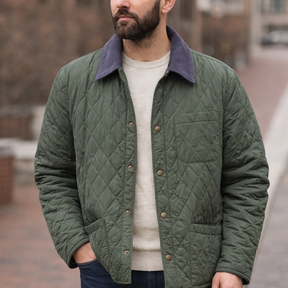 Brooks brother Quilted Jacket with Blue Collar